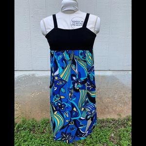 Wrapper (S) Black&Blue Paisley Pocket Midi Dress